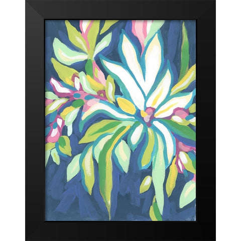 Blue Tropics IV Black Modern Wood Framed Art Print by Vess, June Erica