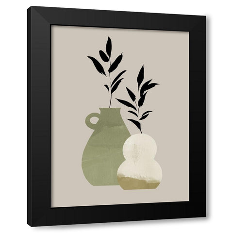 Simple Bud Vases II Black Modern Wood Framed Art Print by Green, Jacob