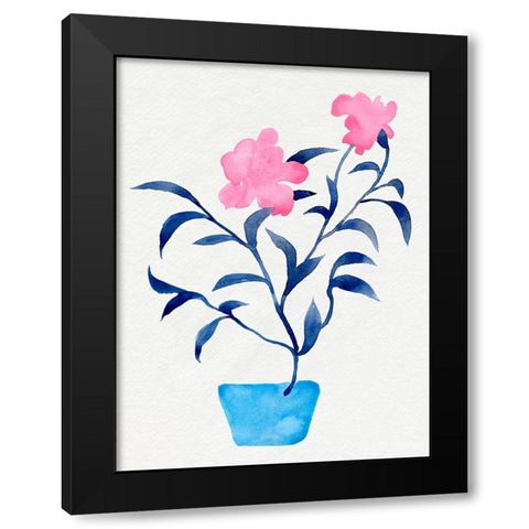 Hot Pink Hibiscus II Black Modern Wood Framed Art Print with Double Matting by Green, Jacob