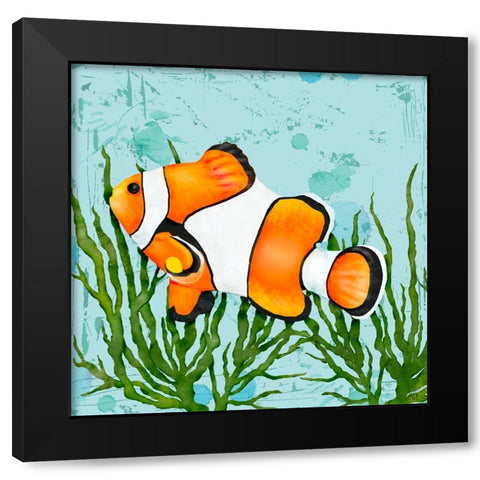 Tropical Fish in Seaweed I Black Modern Wood Framed Art Print by Reynolds, Jade