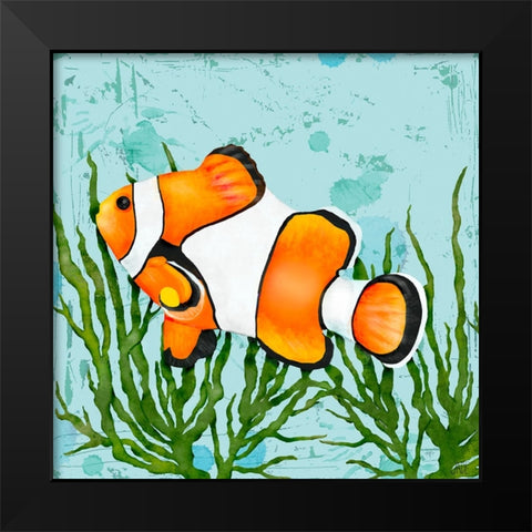 Tropical Fish in Seaweed I Black Modern Wood Framed Art Print by Reynolds, Jade