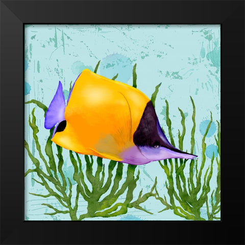 Tropical Fish in Seaweed II Black Modern Wood Framed Art Print by Reynolds, Jade