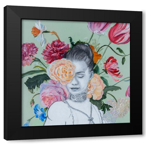 Portraits in Bloom I Black Modern Wood Framed Art Print with Double Matting by Iafrate, Sandra