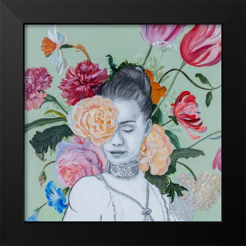 Portraits in Bloom I Black Modern Wood Framed Art Print by Iafrate, Sandra