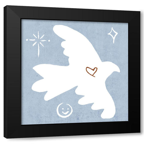 White Dove II Black Modern Wood Framed Art Print with Double Matting by Wang, Melissa