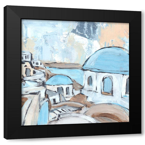 Santorini Rooftops I Black Modern Wood Framed Art Print with Double Matting by Warren, Annie