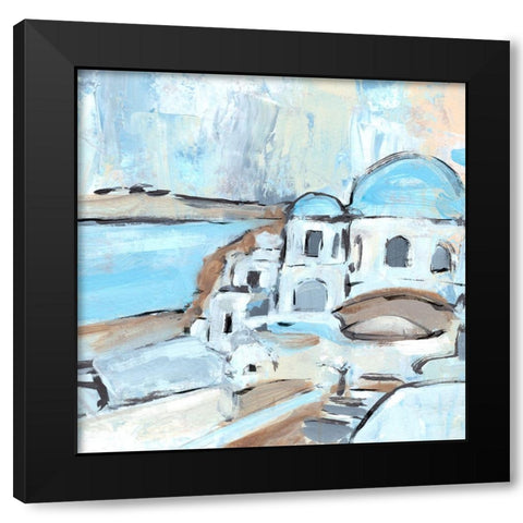 Santorini Rooftops II Black Modern Wood Framed Art Print with Double Matting by Warren, Annie