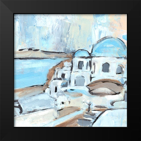 Santorini Rooftops II Black Modern Wood Framed Art Print by Warren, Annie