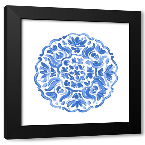 Porcelain Medallion II Black Modern Wood Framed Art Print with Double Matting by Vess, June Erica