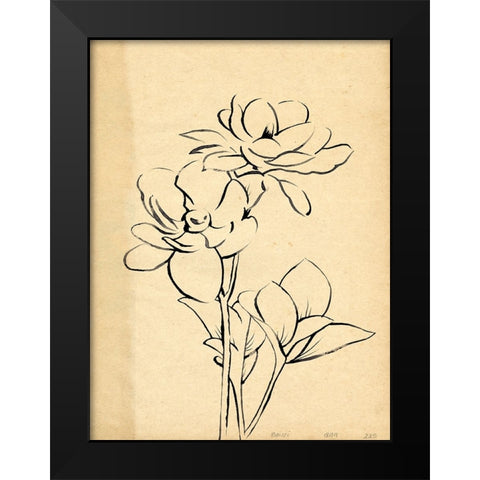 Magnolia Sketch II Black Modern Wood Framed Art Print by Green, Jacob