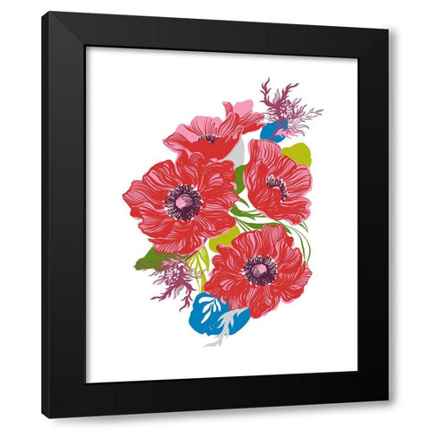 Brilliant Poppies I Black Modern Wood Framed Art Print by Marr, Laura