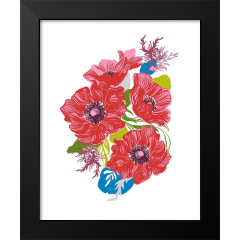 Brilliant Poppies I Black Modern Wood Framed Art Print by Marr, Laura