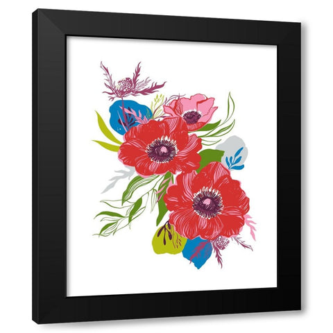 Brilliant Poppies II Black Modern Wood Framed Art Print by Marr, Laura