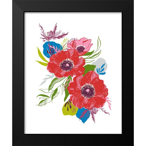 Brilliant Poppies II Black Modern Wood Framed Art Print by Marr, Laura