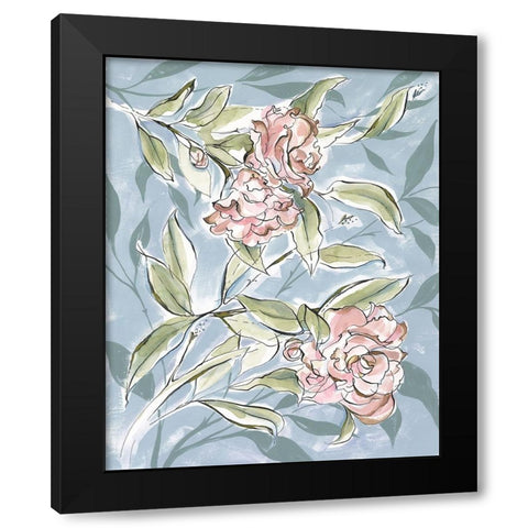 Faded Camellias I Black Modern Wood Framed Art Print by Marr, Laura