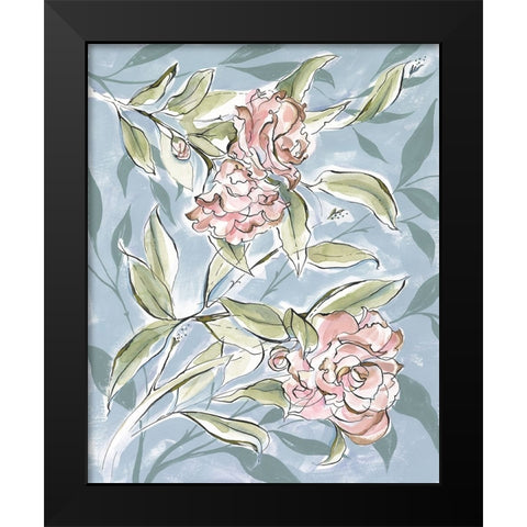 Faded Camellias I Black Modern Wood Framed Art Print by Marr, Laura