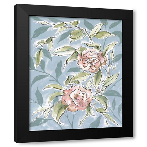 Faded Camellias II Black Modern Wood Framed Art Print by Marr, Laura