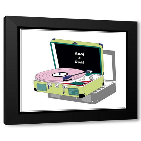 Record Shop II Black Modern Wood Framed Art Print with Double Matting by Wang, Melissa