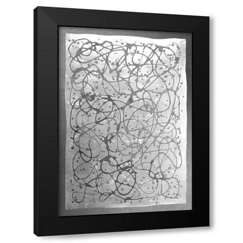 Graffiti in Silver  I Black Modern Wood Framed Art Print by Lam, Vanna