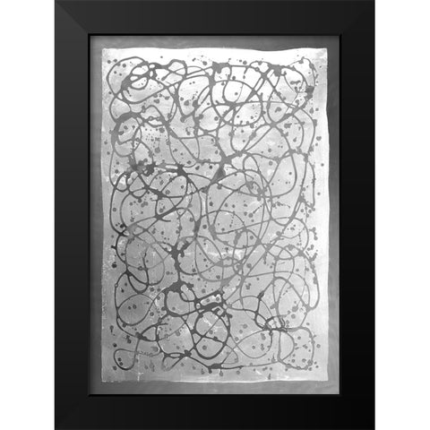 Graffiti in Silver  I Black Modern Wood Framed Art Print by Lam, Vanna