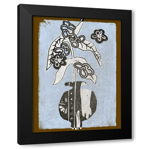 Graphic Flowers in Vase IV Black Modern Wood Framed Art Print with Double Matting by Wang, Melissa