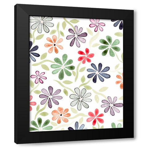 Faded Flowers I Black Modern Wood Framed Art Print with Double Matting by Galapon, Nikki