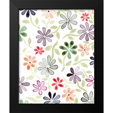 Faded Flowers II Black Modern Wood Framed Art Print by Galapon, Nikki