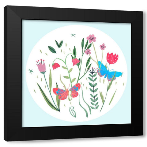 Butterfly Season I Black Modern Wood Framed Art Print with Double Matting by Wang, Melissa