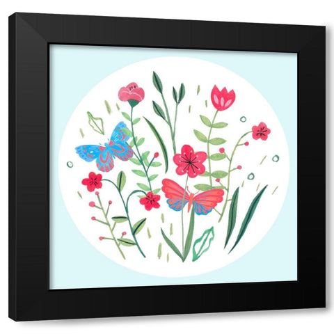 Butterfly Season II Black Modern Wood Framed Art Print with Double Matting by Wang, Melissa