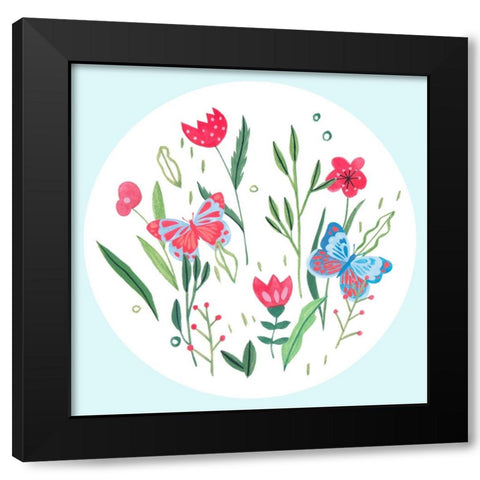 Butterfly Season IV Black Modern Wood Framed Art Print with Double Matting by Wang, Melissa