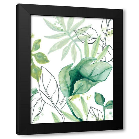 Tropical Palm Chorus II Black Modern Wood Framed Art Print by Vess, June Erica