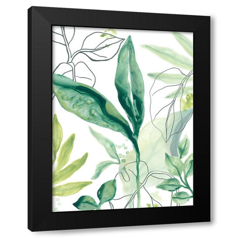 Tropical Palm Chorus IV Black Modern Wood Framed Art Print with Double Matting by Vess, June Erica