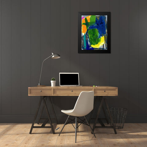 Brights Strokes I Black Modern Wood Framed Art Print by Cartissi