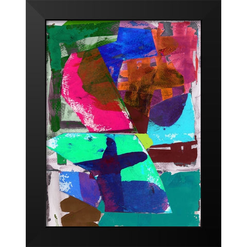 Brights Strokes III Black Modern Wood Framed Art Print by Cartissi