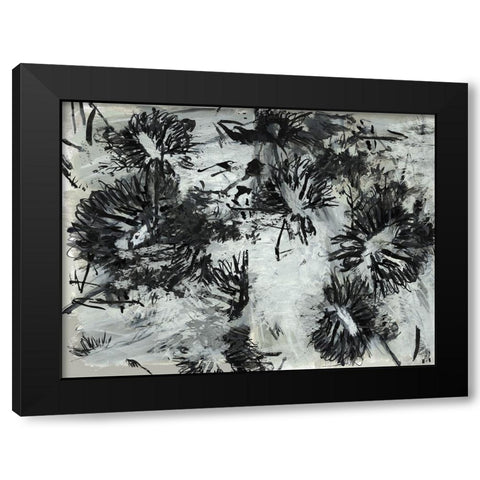Black And White Chinois II Black Modern Wood Framed Art Print by Cartissi