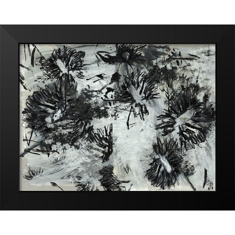 Black And White Chinois II Black Modern Wood Framed Art Print by Cartissi