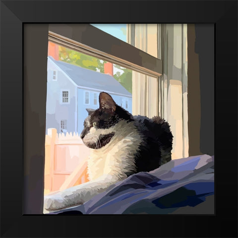 Sunning Kitties II Black Modern Wood Framed Art Print by Kalina, Emily