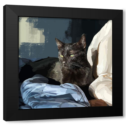 Sunning Kitties III Black Modern Wood Framed Art Print with Double Matting by Kalina, Emily