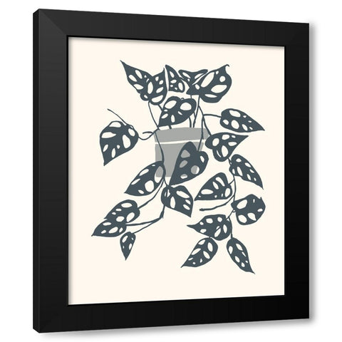 Growing Leaves II Black Modern Wood Framed Art Print with Double Matting by Wang, Melissa