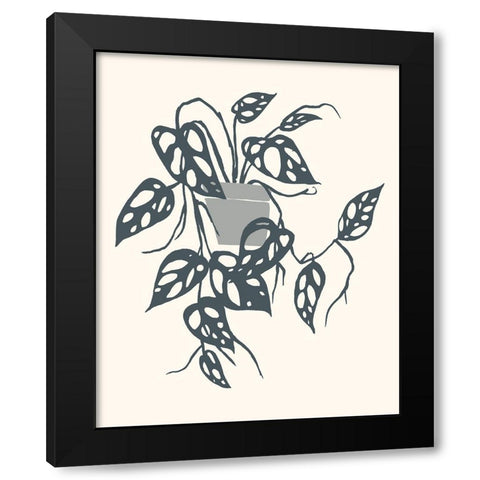 Growing Leaves VI Black Modern Wood Framed Art Print with Double Matting by Wang, Melissa