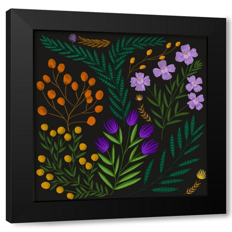 Botanical Play I Black Modern Wood Framed Art Print with Double Matting by Moore, Regina