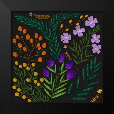 Botanical Play I Black Modern Wood Framed Art Print by Moore, Regina