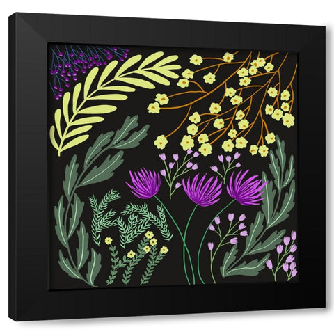 Botanical Play II Black Modern Wood Framed Art Print with Double Matting by Moore, Regina