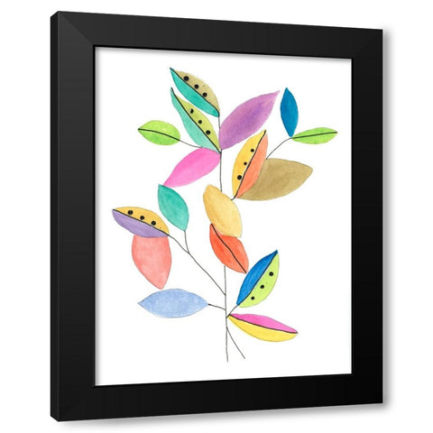 Color Pop Leaves II Black Modern Wood Framed Art Print by Legner, Gayle Martin