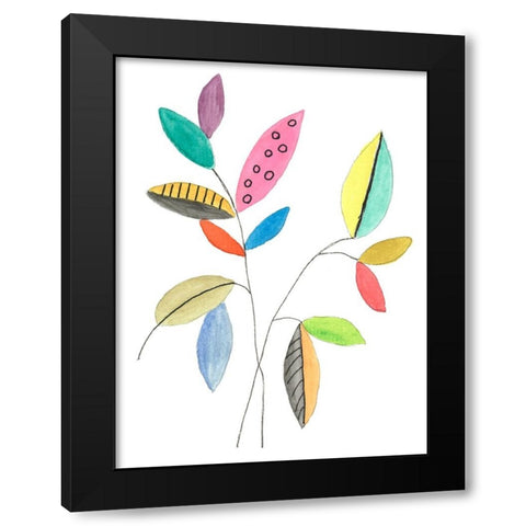 Color Pop Leaves III Black Modern Wood Framed Art Print by Legner, Gayle Martin