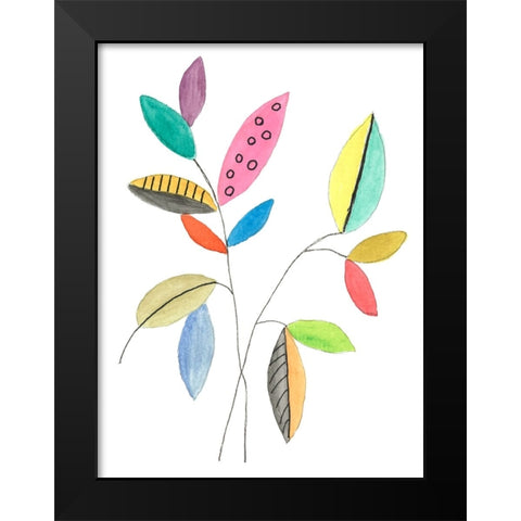 Color Pop Leaves III Black Modern Wood Framed Art Print by Legner, Gayle Martin