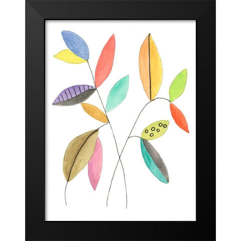 Color Pop Leaves IV Black Modern Wood Framed Art Print by Legner, Gayle Martin