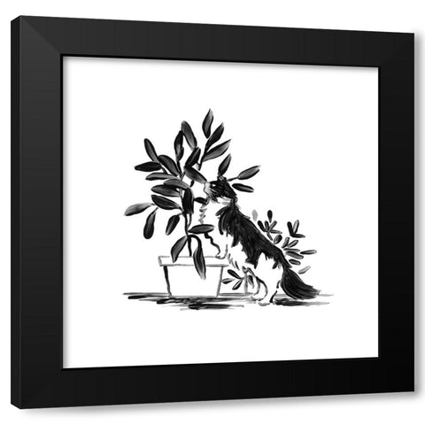 Purrfect House Plants I Black Modern Wood Framed Art Print by Vess, June Erica