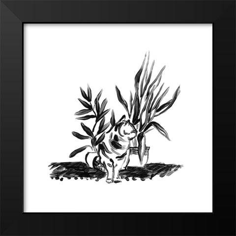 Purrfect House Plants II Black Modern Wood Framed Art Print by Vess, June Erica