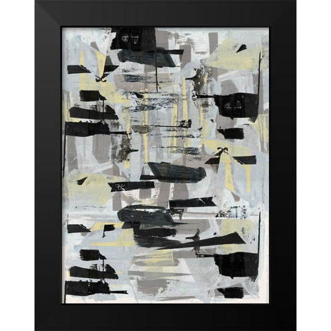 Tiles And Texture Abstract Angles III Black Modern Wood Framed Art Print by Cartissi